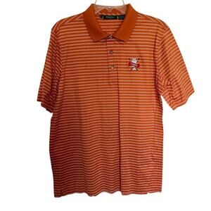 Bobby Jones Legacy Striped Polo Shirt Golf Resort Short Sleeve Orange Mens Large